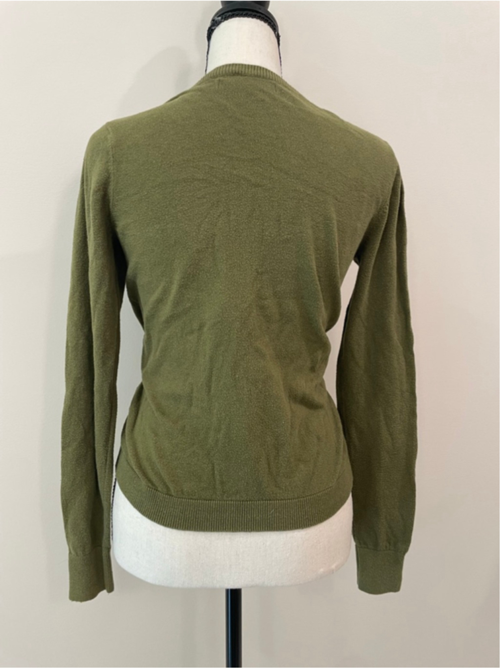 Old Navy Olive Green Zip Front Cardigan Sweater Small Cotton Blend - Picture 2 of 8
